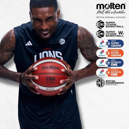 Molten B6G4550 Basketball I The Official Game Ball of British Hoops! I Size 6 I Game-Ready Pebble I Premium Composite Leather I Super League Basketball