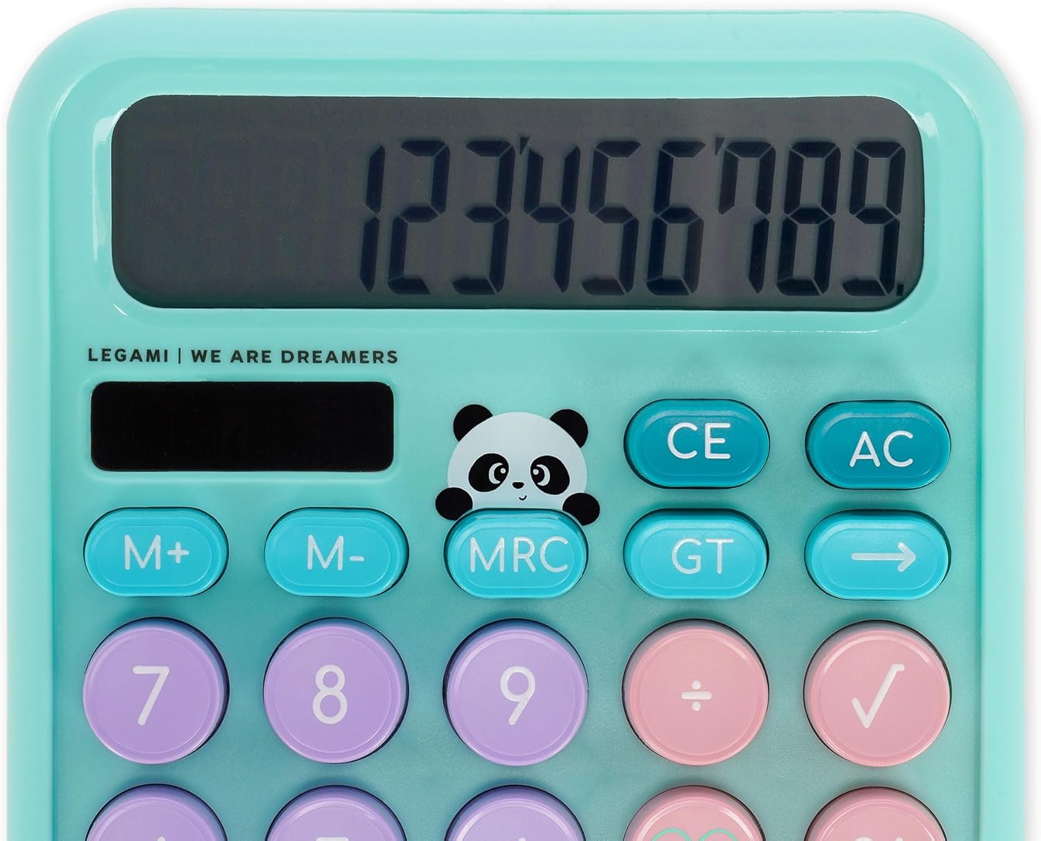 Legami - Table Calculator, Panda Theme, Dual Power Solar Calculator, AAA Battery (not included) or Solar Energy, 15.7 x 12 x 2.8 cm