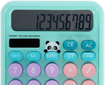 Legami - Table Calculator, Panda Theme, Dual Power Solar Calculator, AAA Battery (not included) or Solar Energy, 15.7 x 12 x 2.8 cm