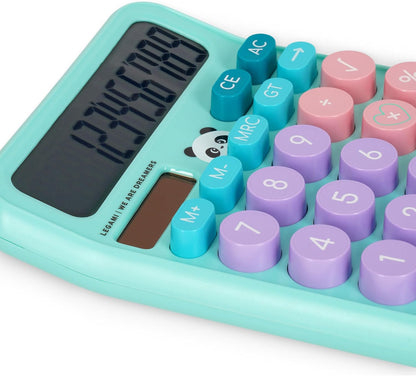 Legami - Table Calculator, Panda Theme, Dual Power Solar Calculator, AAA Battery (not included) or Solar Energy, 15.7 x 12 x 2.8 cm