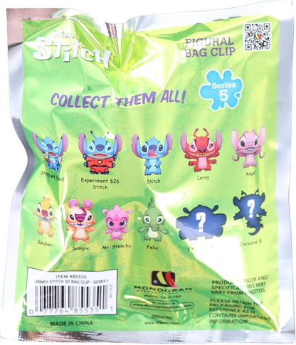 Disney Stitch Series 5-3D Figural Foam Bag Clip in Blind Bag | One Random