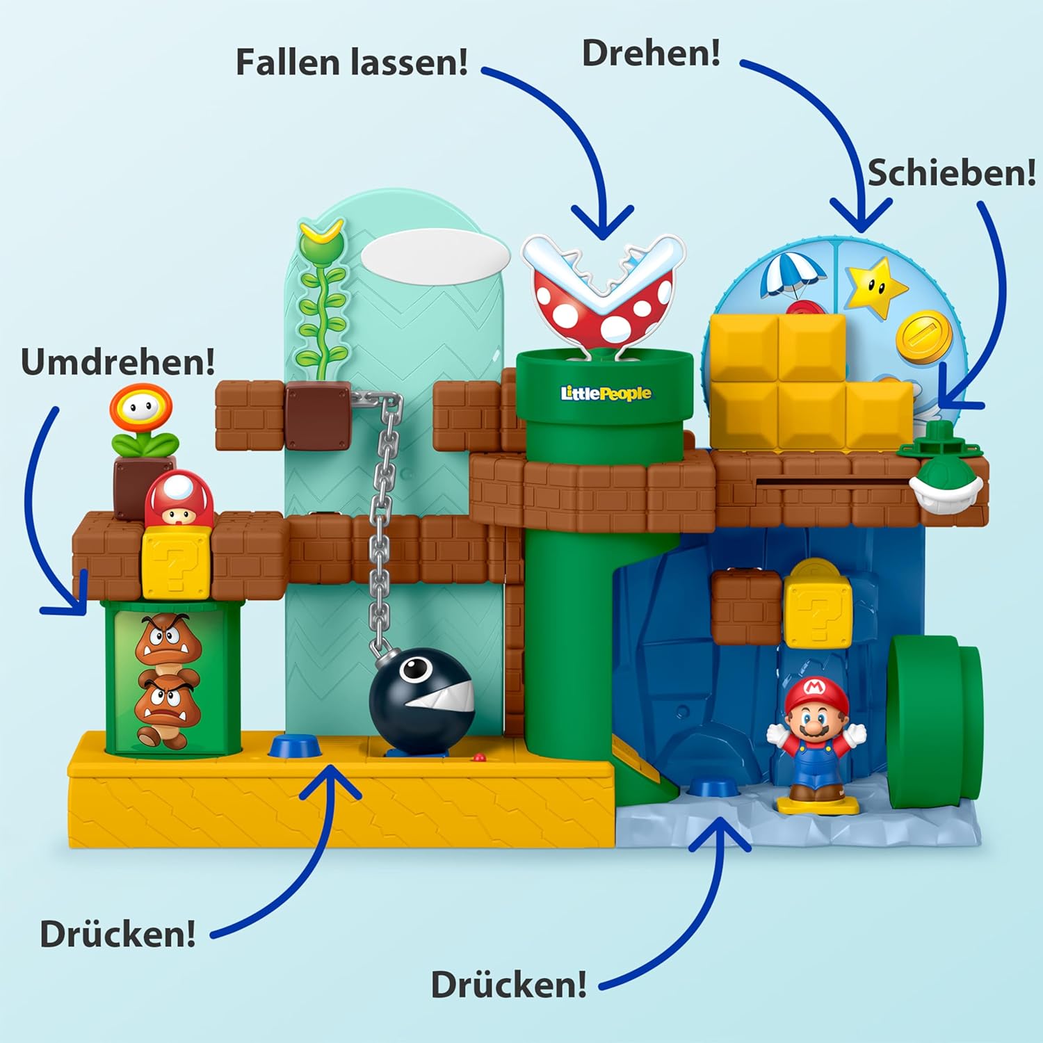 Fisher-Price Little People Toddler Toy My Mario Adventure Playset with Music Sounds & Figures for Preschool Kids Ages 18+ Months, JHG61