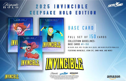 2025 Invincible Season 1 Keepsake Holo Breaker Box, Breakers Edition, 2 Packs Per Box, Holo Mirror Cards, Relics, Case-Based Inserts, 600-Card Checklist