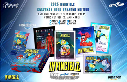 2025 Invincible Season 1 Keepsake Holo Breaker Box, Breakers Edition, 2 Packs Per Box, Holo Mirror Cards, Relics, Case-Based Inserts, 600-Card Checklist