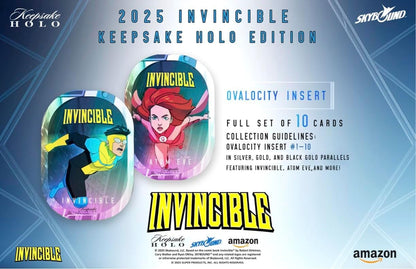 2025 Invincible Season 1 Keepsake Holo Breaker Box, Breakers Edition, 2 Packs Per Box, Holo Mirror Cards, Relics, Case-Based Inserts, 600-Card Checklist