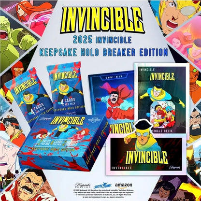2025 Invincible Season 1 Keepsake Holo Breaker Box, Breakers Edition, 2 Packs Per Box, Holo Mirror Cards, Relics, Case-Based Inserts, 600-Card Checklist