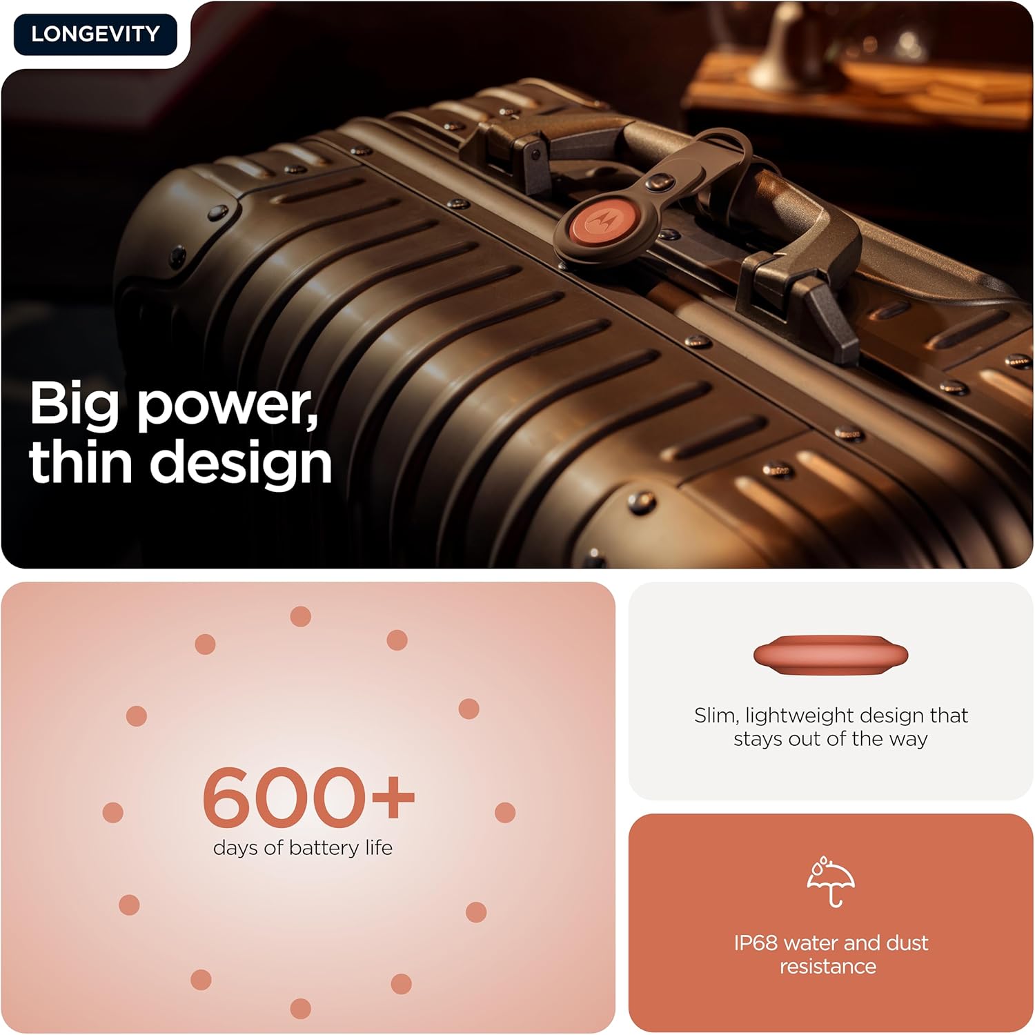 Motorola Moto Tag 2, Android Tracker, Bluetooth Channel Sounding + UWB, IP68 Protection, Long Battery Life, Pantone Arabesque