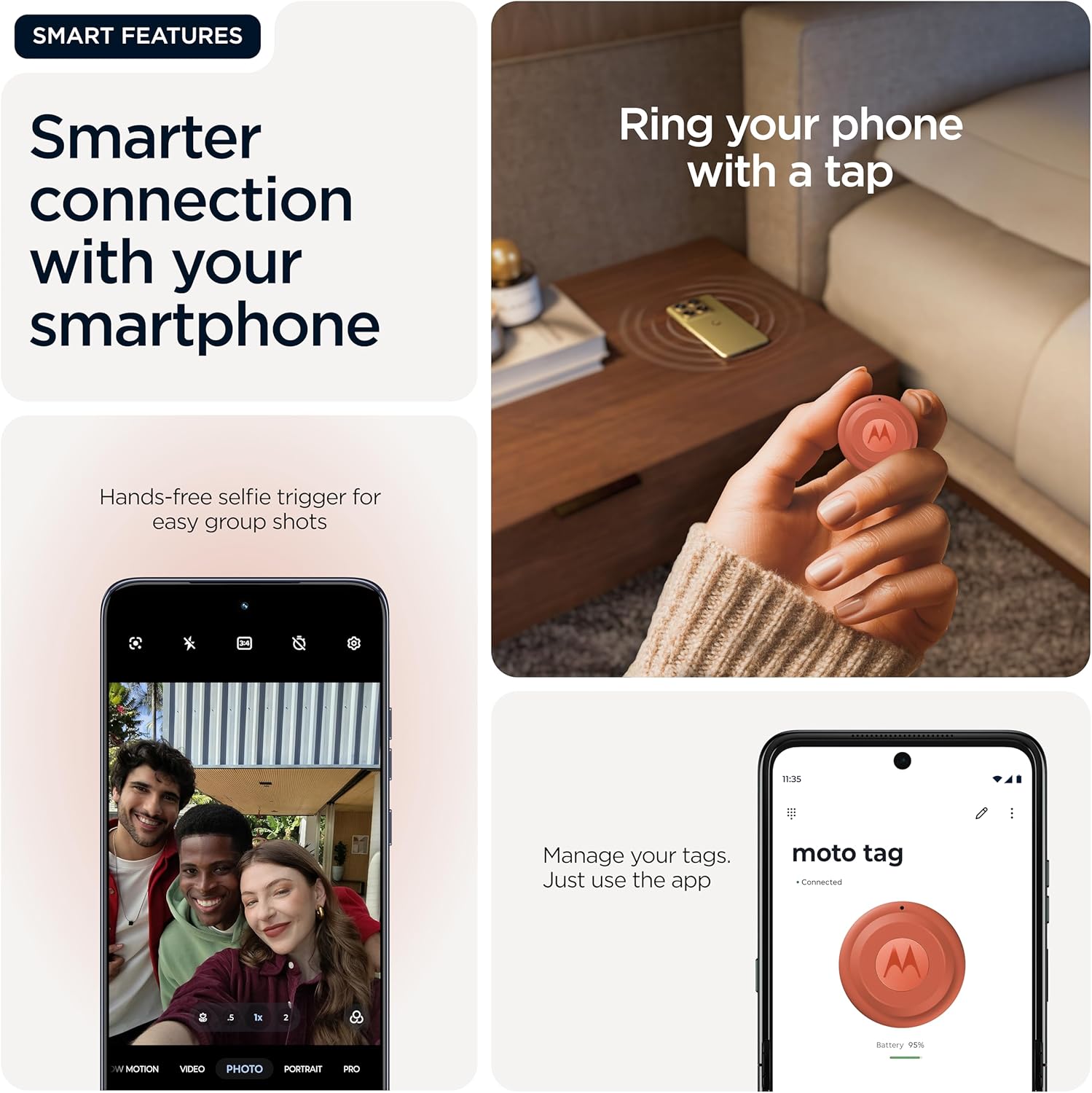 Motorola Moto Tag 2, Android Tracker, Bluetooth Channel Sounding + UWB, IP68 Protection, Long Battery Life, Pantone Arabesque