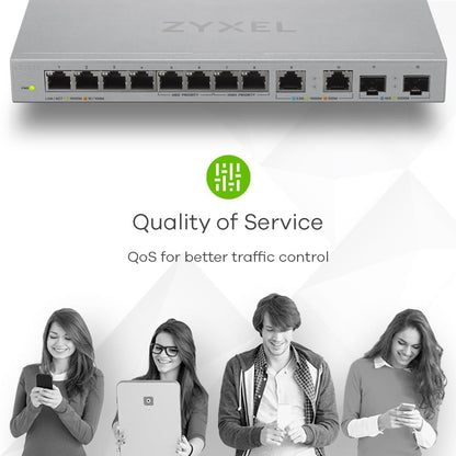 Zyxel Multi-Gig 12-Port Unmanaged Switch with 2-Port 2.5G and 2-Port 10G SFP+ Desktop/Wallmount