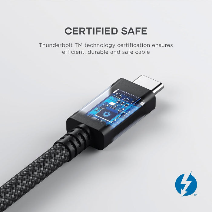 Satechi USB-C Thunderbolt 4 Cable (3.2ft/1m), Supports 8K@60Hz Display, 40Gbps Data Transfer, 240W PD Charging, for iPhone 17, 16, 15, MacBook Air & Pro M5 M4, iPad – Intel Thunderbolt Certified