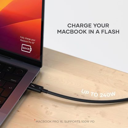 Satechi USB-C Thunderbolt 4 Cable (3.2ft/1m), Supports 8K@60Hz Display, 40Gbps Data Transfer, 240W PD Charging, for iPhone 17, 16, 15, MacBook Air & Pro M5 M4, iPad – Intel Thunderbolt Certified