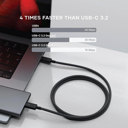 Satechi USB-C Thunderbolt 4 Cable (3.2ft/1m), Supports 8K@60Hz Display, 40Gbps Data Transfer, 240W PD Charging, for iPhone 17, 16, 15, MacBook Air & Pro M5 M4, iPad – Intel Thunderbolt Certified
