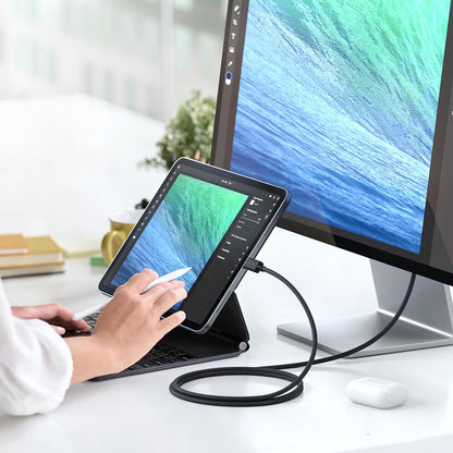 Satechi USB-C Thunderbolt 4 Cable (3.2ft/1m), Supports 8K@60Hz Display, 40Gbps Data Transfer, 240W PD Charging, for iPhone 17, 16, 15, MacBook Air & Pro M5 M4, iPad – Intel Thunderbolt Certified