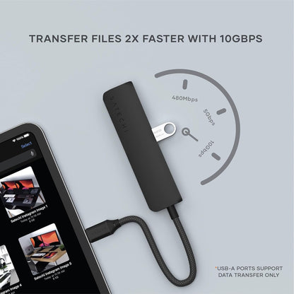 SATECHI 4-in-1 USB-C Hub Slim Plus Multiport Adaptor with HDMI 4K@60Hz, 100W USB-C PD Charging, 2x USB-A Data Ports for MacBook Air & Pro M5 M4 M3, iPad, iPhone, Windows and Type-C Devices – Black
