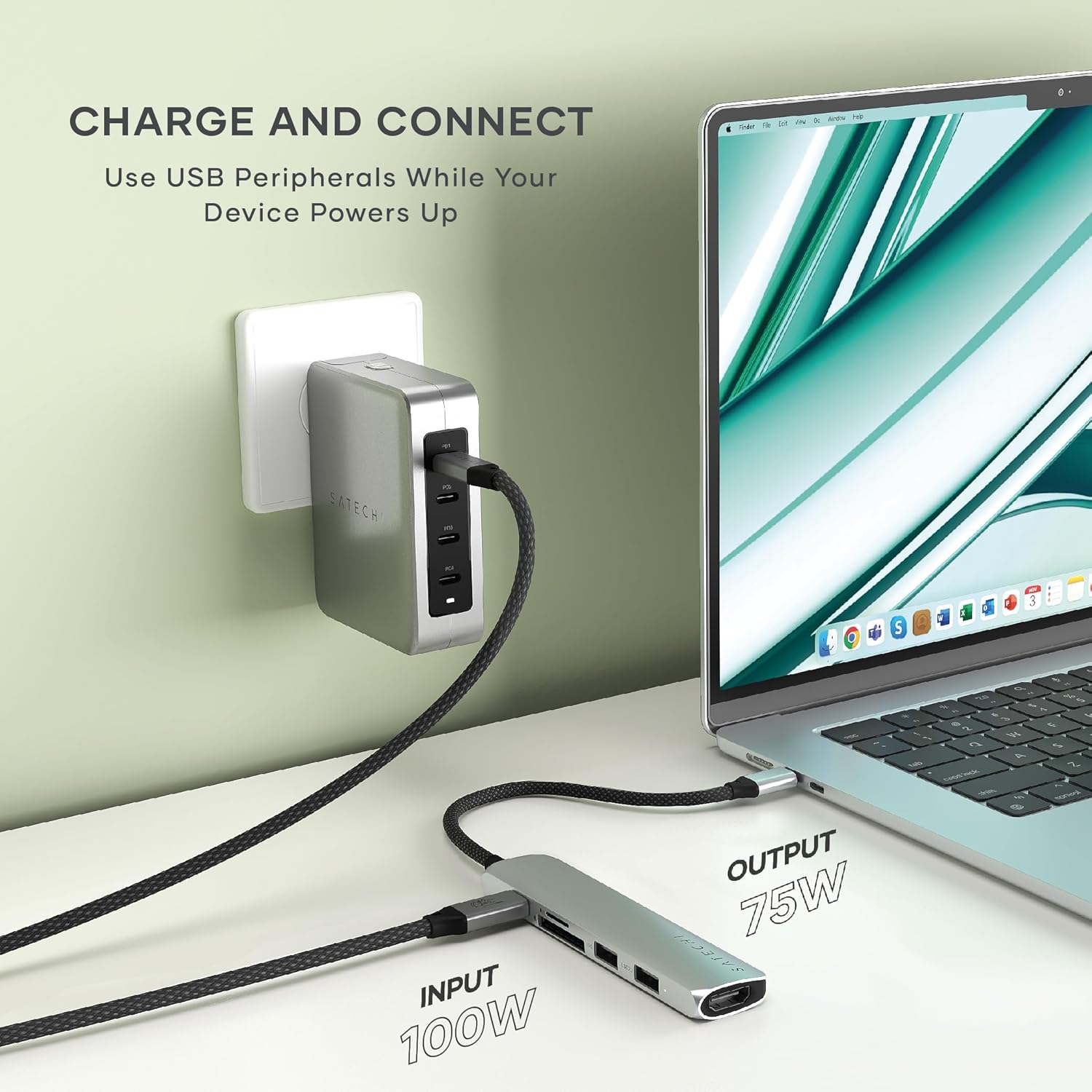 SATECHI 6-in-1 USB-C Hub Slim Plus Multiport Adaptor with HDMI 4K@60Hz, 100W USB-C PD Charging, 2x USB-A Data Ports, microSD/SD Card Readers for MacBook Air & Pro M5 M4 M3, iPad, Windows – Silver
