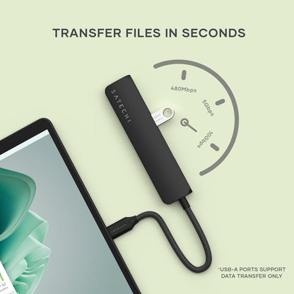 SATECHI 6-in-1 USB-C Hub Slim Plus Multiport Adaptor with HDMI 4K@60Hz, 100W USB-C PD Charging, 2x USB-A Data Ports, microSD/SD Card Readers for MacBook Air & Pro M5 M4 M3, iPad, Windows – Black