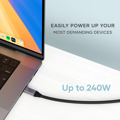 Satechi USB4 V2 Pro Cable, USB-C Cable 1.2m/3.9ft, up to 120Gbps Data Transfer, 240W Power Delivery, 8K@60Hz Display, Thunderbolt 5/4/3 Compatible, for MacBook, Windows & More
