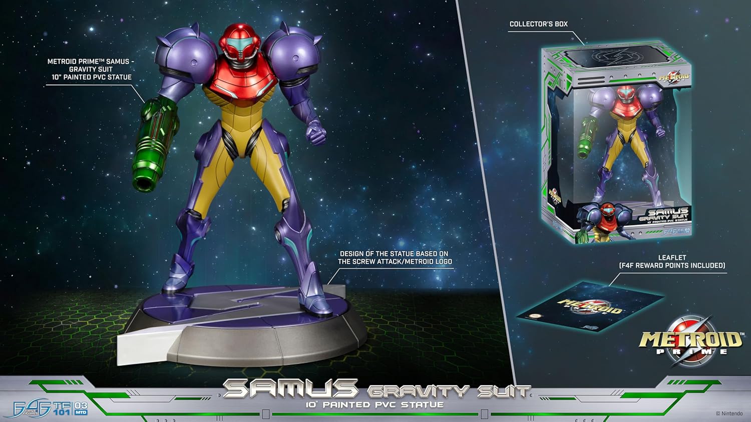 First4Figures - Metroid Prime Samus Gravity Suit, PVC Figure, 25 cm - Standard Edition