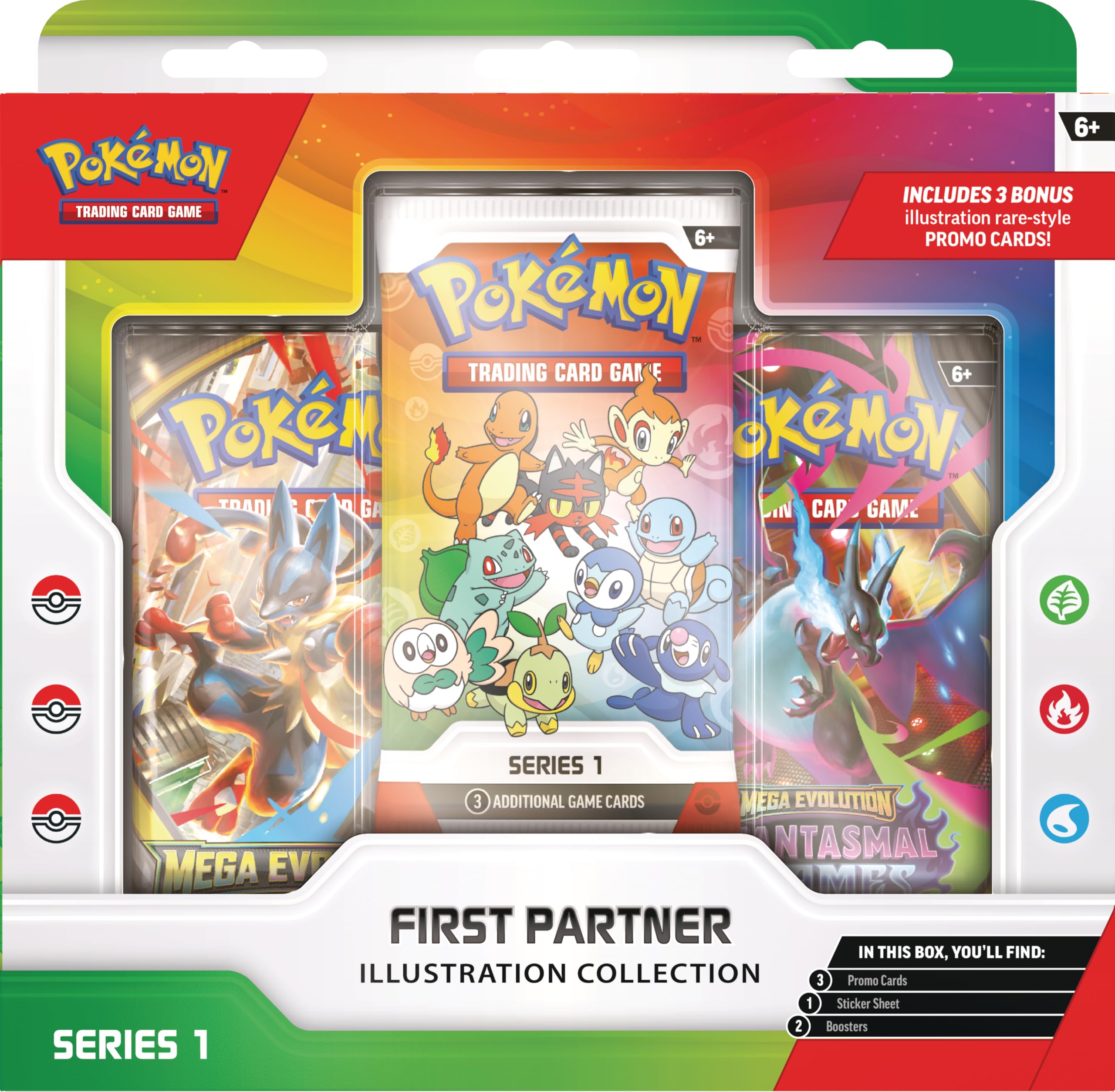 Pokémon TCG: First Partner Illustration Collection—Series 1 (3 Promo Cards, 2 Booster Packs & 1 Sticker Sheet