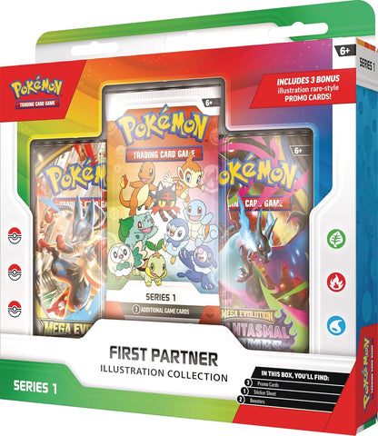 Pokémon TCG: First Partner Illustration Collection—Series 1 (3 Promo Cards, 2 Booster Packs & 1 Sticker Sheet