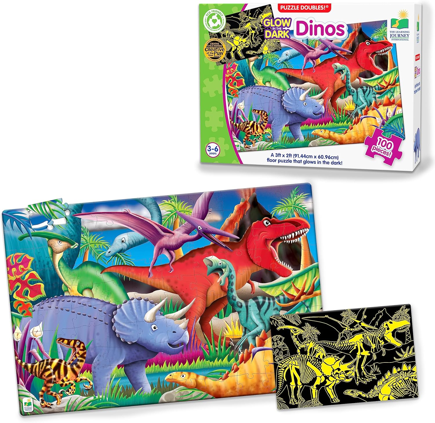 The Learning Journey 787533 Doubles Glow in The Dark Dino Puzzle