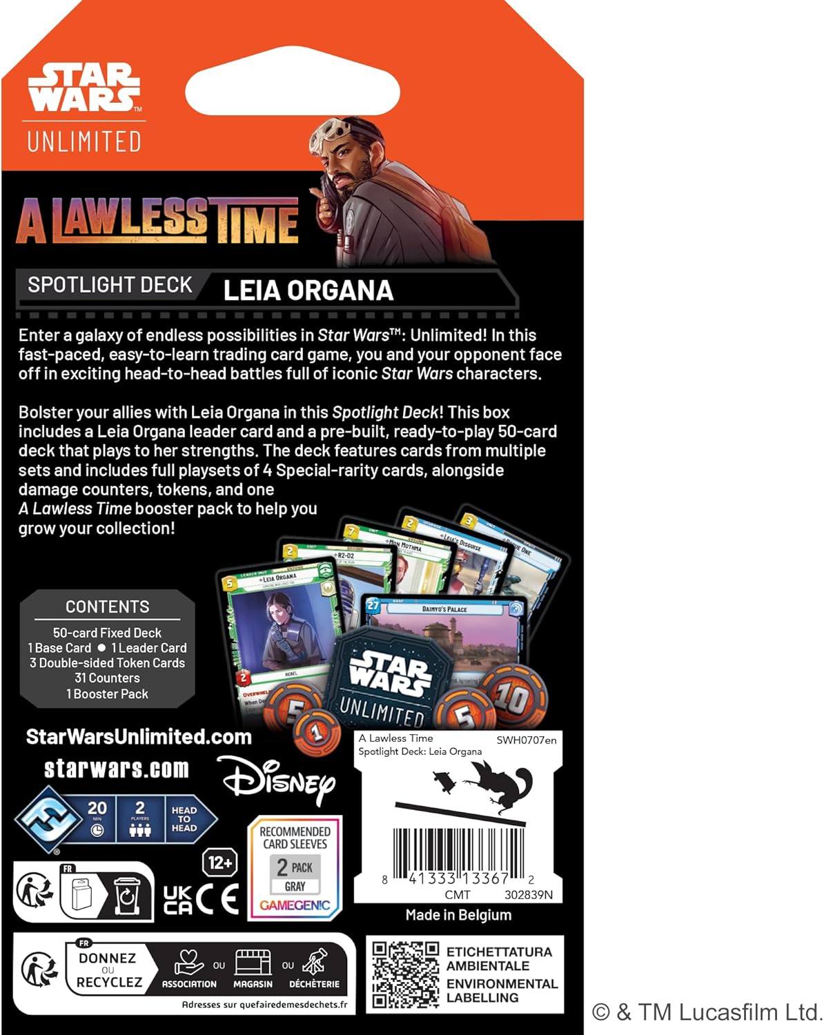 Asmodee Star Wars: Unlimited TCG A Lawless Time Leia Organa SPOTLIGHT DECK - Ready-to-Play 50-Card Deck + Booster Pack, Exclusive Collectible Cards, Ages 12+, 2+ Players, 20 Minute Playtime