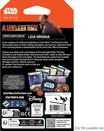Asmodee Star Wars: Unlimited TCG A Lawless Time Leia Organa SPOTLIGHT DECK - Ready-to-Play 50-Card Deck + Booster Pack, Exclusive Collectible Cards, Ages 12+, 2+ Players, 20 Minute Playtime