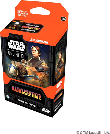 Asmodee Star Wars: Unlimited TCG A Lawless Time Leia Organa SPOTLIGHT DECK - Ready-to-Play 50-Card Deck + Booster Pack, Exclusive Collectible Cards, Ages 12+, 2+ Players, 20 Minute Playtime