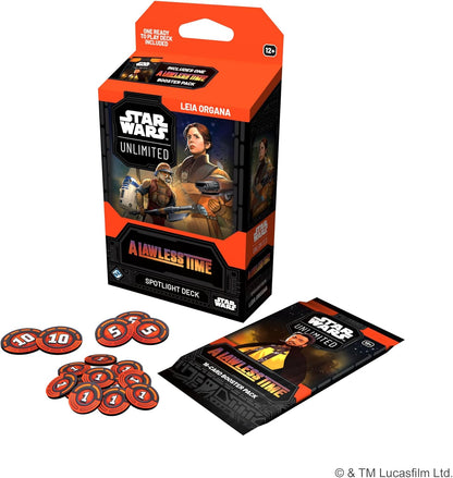 Asmodee Star Wars: Unlimited TCG A Lawless Time Leia Organa SPOTLIGHT DECK - Ready-to-Play 50-Card Deck + Booster Pack, Exclusive Collectible Cards, Ages 12+, 2+ Players, 20 Minute Playtime