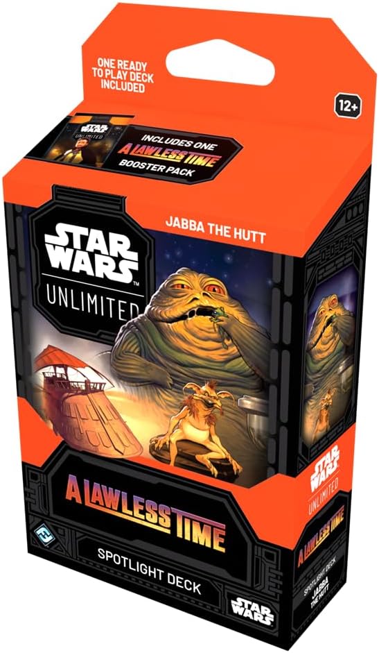 Asmodee Star Wars: Unlimited TCG A Lawless Time Jabba the Hutt SPOTLIGHT DECK - Ready-to-Play 50-Card Deck + Booster Pack, Exclusive Collectible Cards, Ages 12+, 2+ Players, 20 Minute Playtime