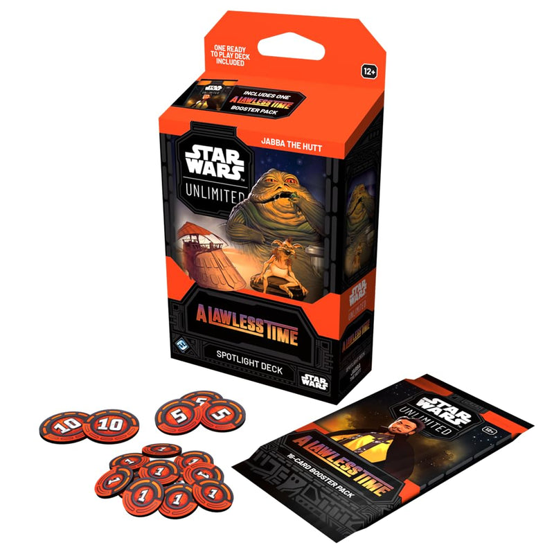 Asmodee Star Wars: Unlimited TCG A Lawless Time Jabba the Hutt SPOTLIGHT DECK - Ready-to-Play 50-Card Deck + Booster Pack, Exclusive Collectible Cards, Ages 12+, 2+ Players, 20 Minute Playtime