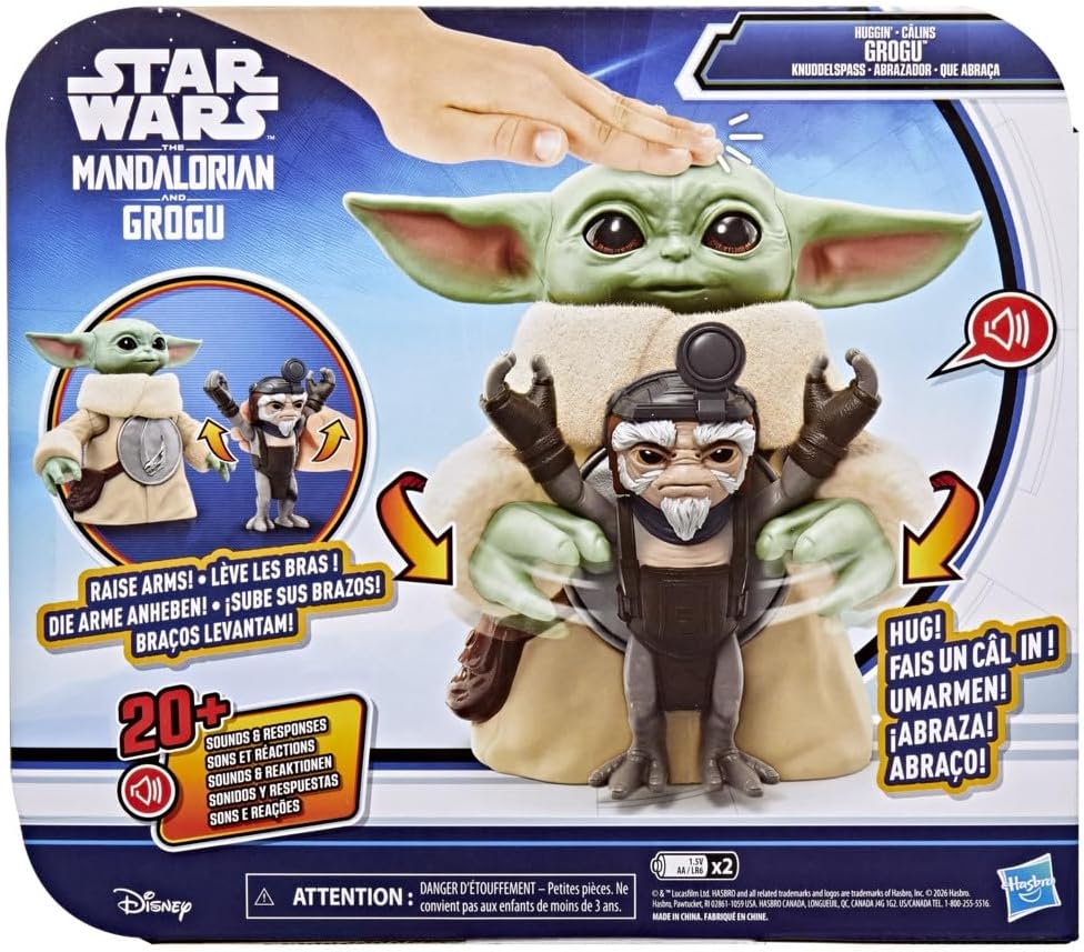 Star Wars Knuddelspaß Grogu, 16,5 cm große elektronische Action-Figur & Anzellaner, interaktives Spielzeug The Mandalorian & Grogu, Spielzeug für Kinder ab 4 Jahren