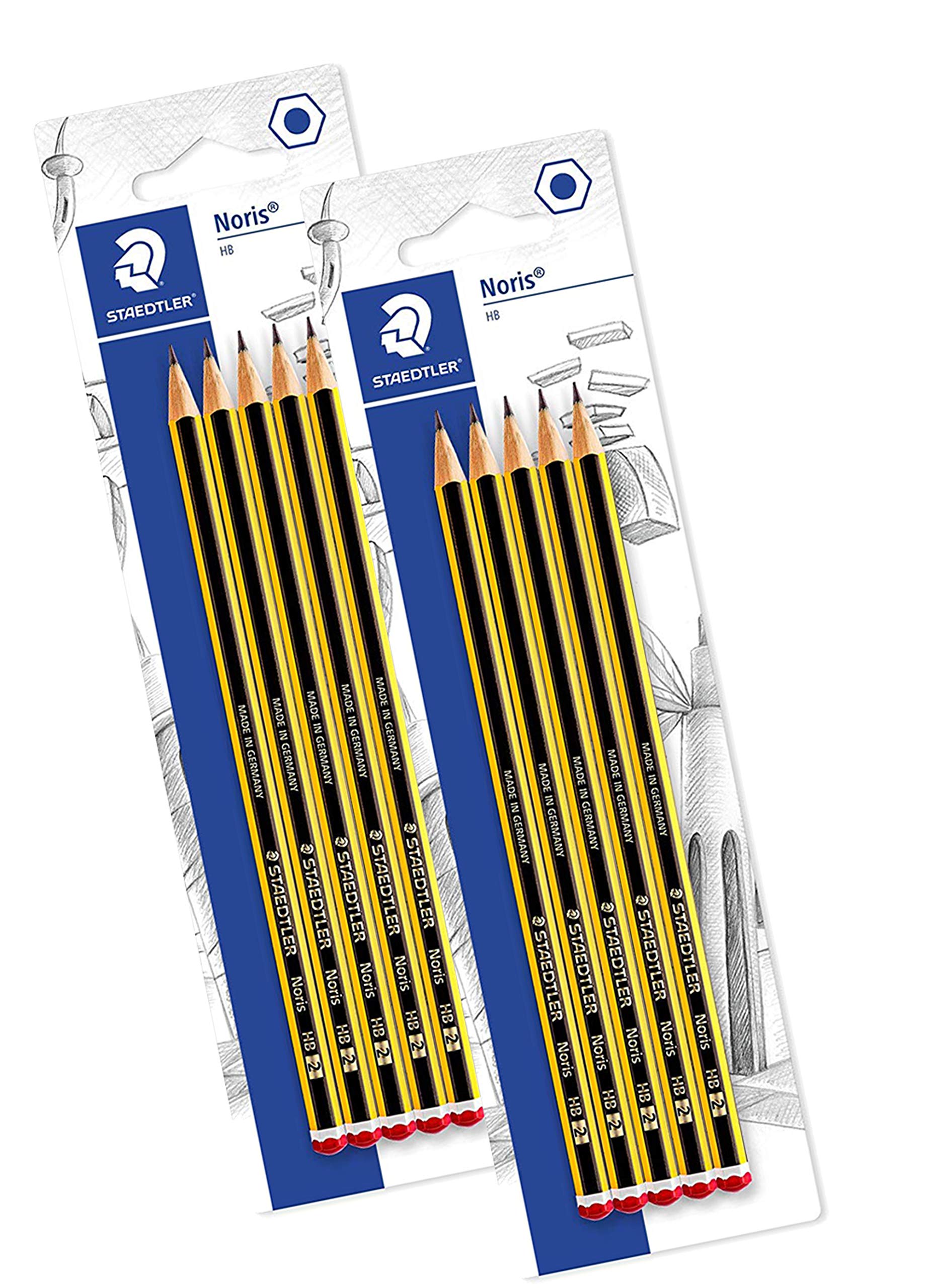 STAEDTLER Noris potloden, HB, hoge kwaliteit en sterkte, 120-2BK5D (2 x 5 HB-potloden