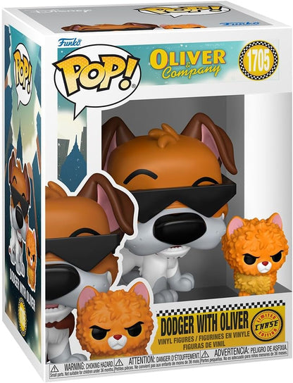 Funko POP! & Buddy: Oliver and Company - Dodger with Oliver - 1 in 6 chance of receiving the rare Chase variant - Styles may vary - Collectable Vinyl Figure - Gift Idea - Official Merchandise