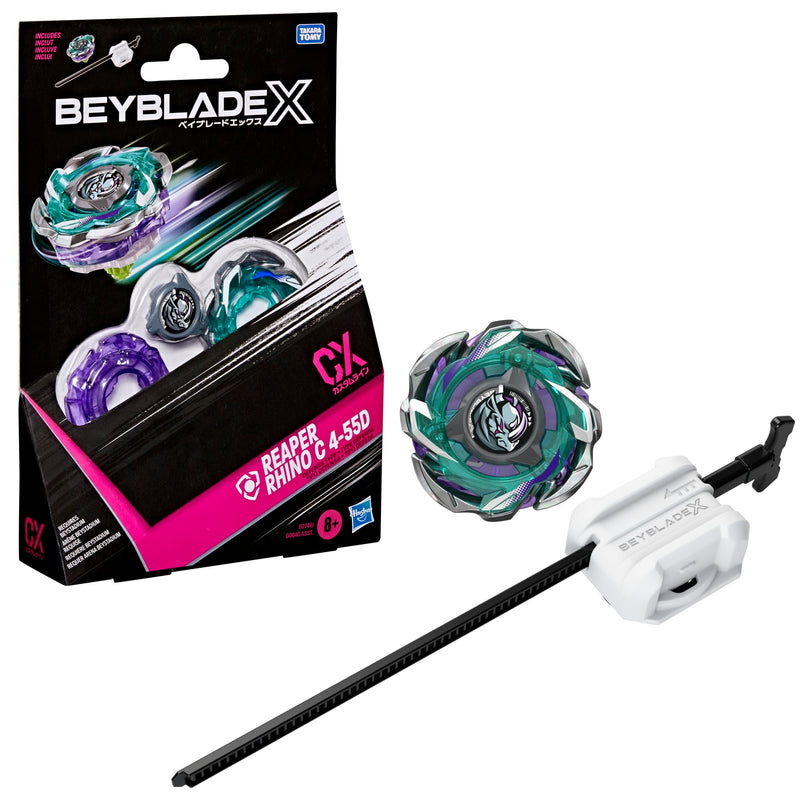 Beyblade X Reaper Rhino C 4-55D CX Starter Pack Set, Takara Tomy Defense Type Top and Launcher, Battling Tops Game Toys, Ages 8+