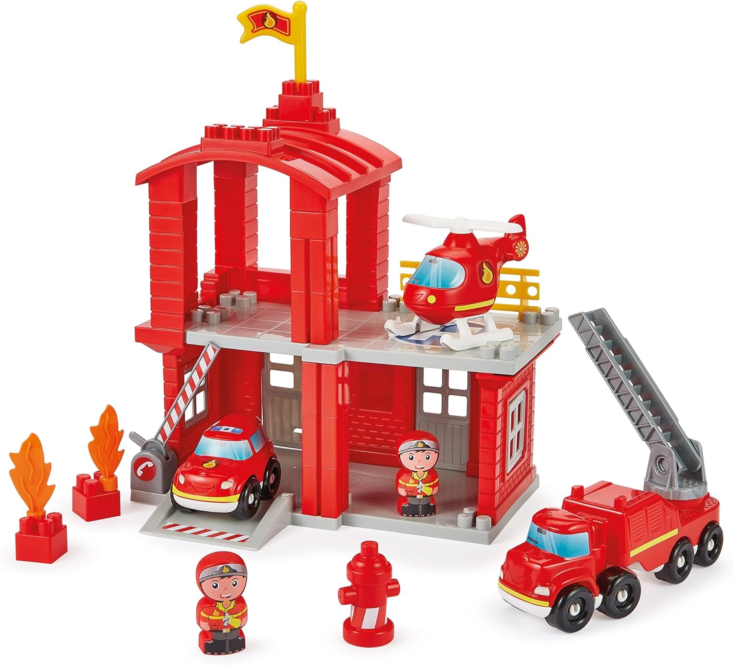 Giochi Ecoiffier – 2980 – Brandweerkazerne – Abrick – Constructiespel voor kinderen – vanaf 18 maanden – oorsprong Frankrijk gegarandeerd