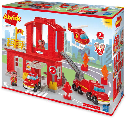 Giochi Ecoiffier – 2980 – Brandweerkazerne – Abrick – Constructiespel voor kinderen – vanaf 18 maanden – oorsprong Frankrijk gegarandeerd