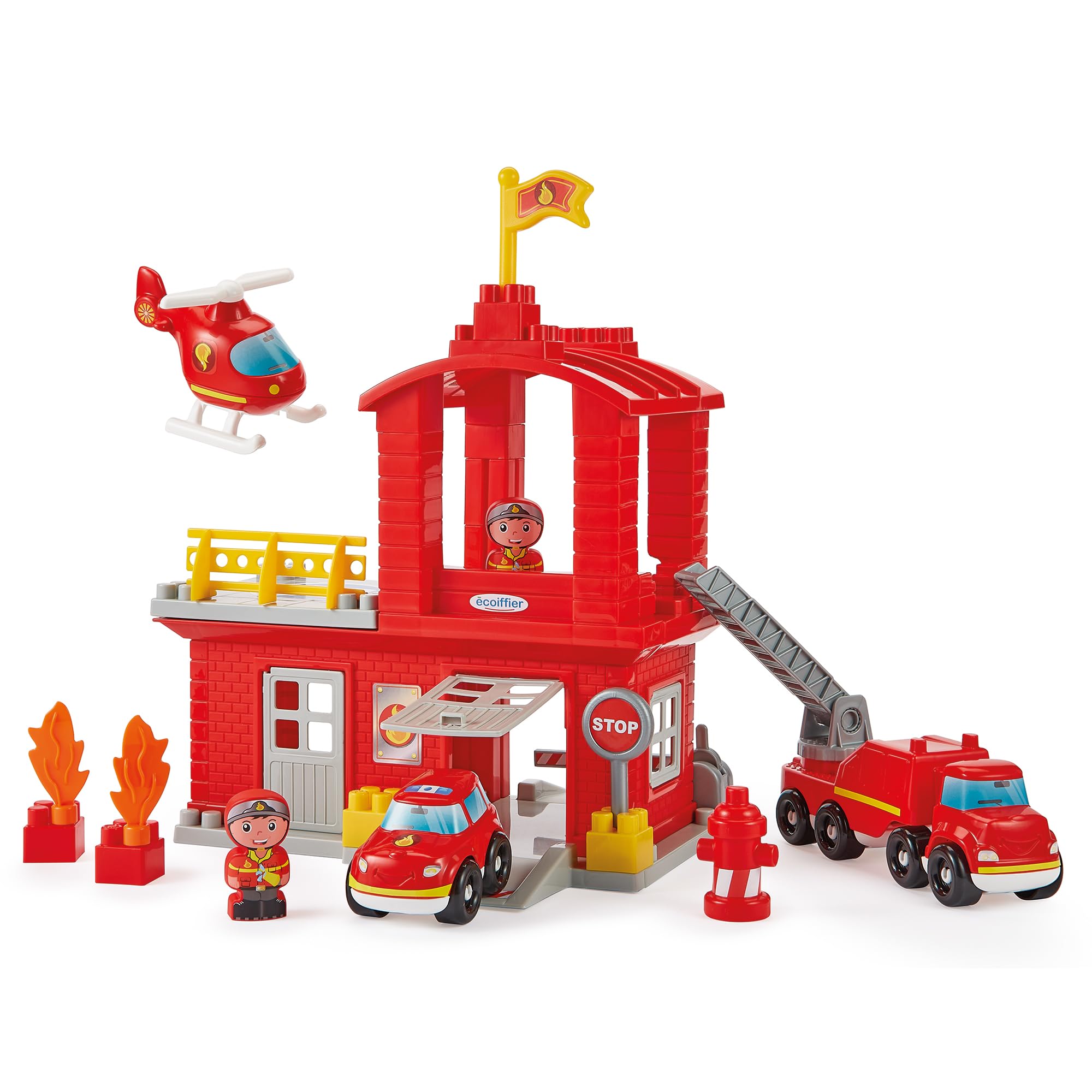 Giochi Ecoiffier – 2980 – Brandweerkazerne – Abrick – Constructiespel voor kinderen – vanaf 18 maanden – oorsprong Frankrijk gegarandeerd