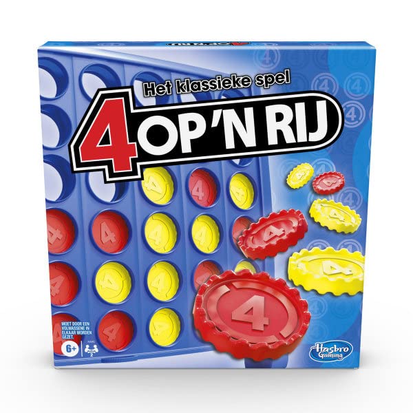 Official Hasbro games, 4 on a Row game (2025 edition) | All-in-one storage, carrying case, scoretracker | Age 6+ | 2 players | Family games for children - English version