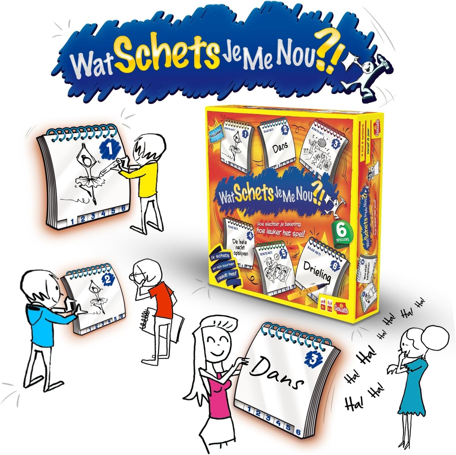 Goliath WAT SCHETS JE ME NOU?, Tekenspel voor Kinderen Vanaf 8 Jaar - Gezelschapsspel voor Familie en Feestjes - Geschikt voor 4-6 Spelers - Compleet Spel met Uitwisbare Boekjes en Stiften