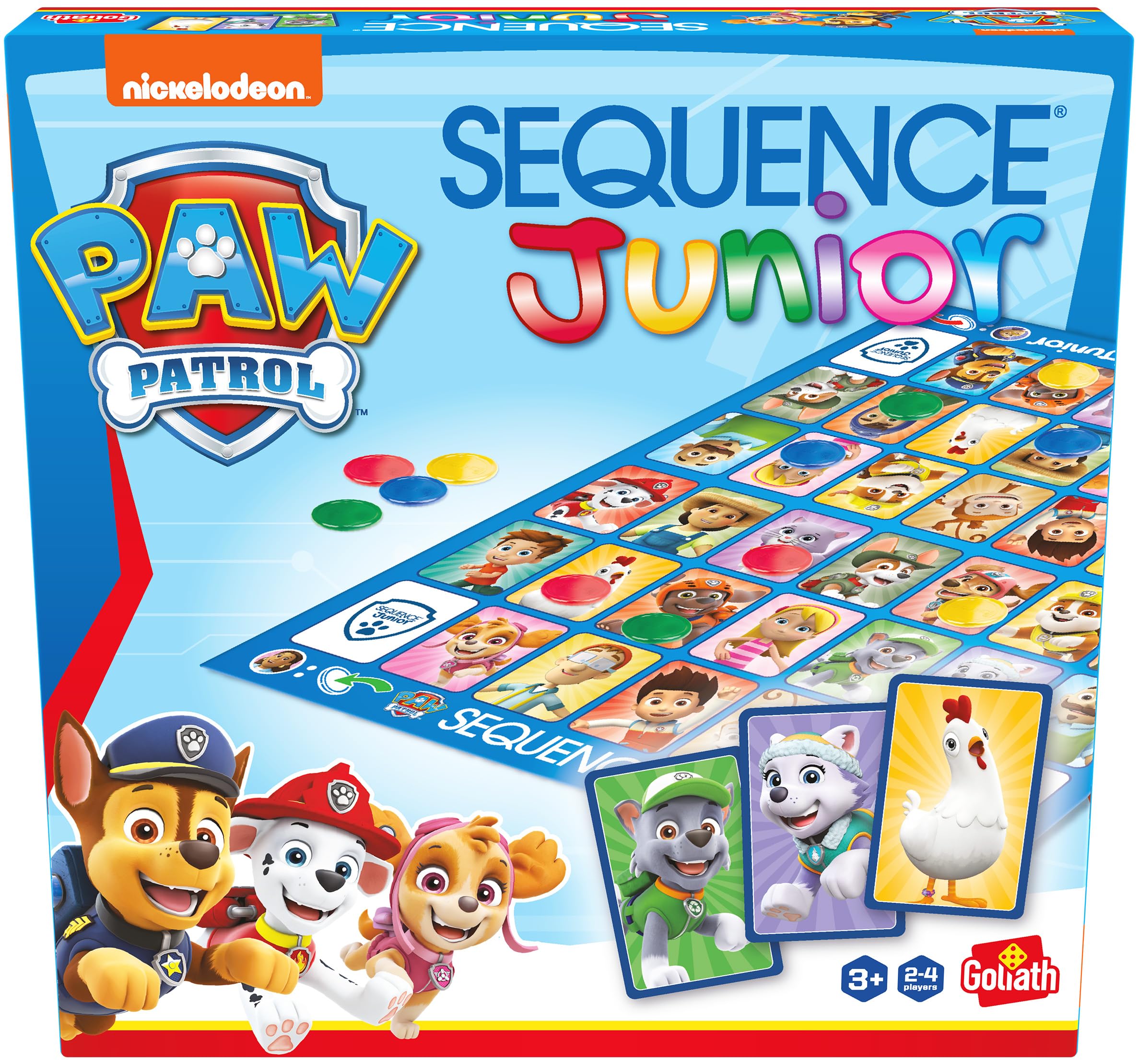 Goliath - SEQUENCE Junior Paw Patrol - Bordspel voor Kinderen vanaf 3 Jaar - Kaarten met Paw Patrol Figuren - Strategiespel voor Gezin - 2 tot 4 Spelers - Populaire Cadeautip voor Paw Patrol Fans