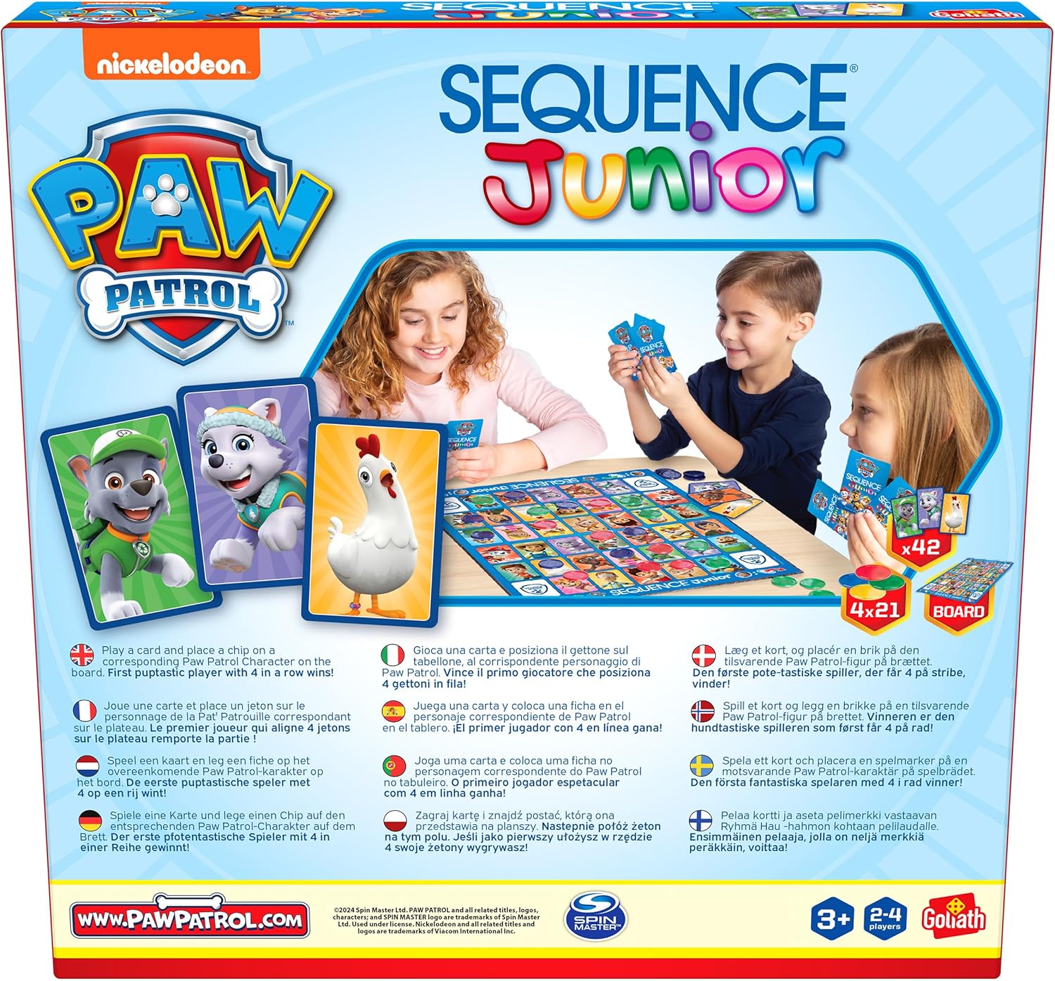 Goliath - SEQUENCE Junior Paw Patrol - Bordspel voor Kinderen vanaf 3 Jaar - Kaarten met Paw Patrol Figuren - Strategiespel voor Gezin - 2 tot 4 Spelers - Populaire Cadeautip voor Paw Patrol Fans