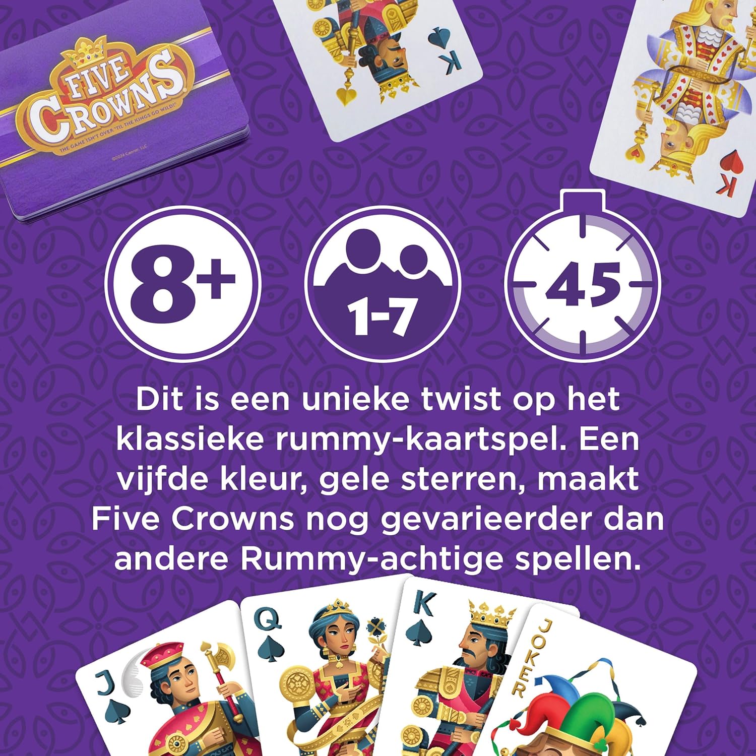 Goliath - FIVE CROWNS, Kaartspel vanaf 8 Jaar, Gezelschapsspel voor 1 tot 7 Spelers, Rummy-achtig Spel, Reisspel voor Kinderen en Volwassenen