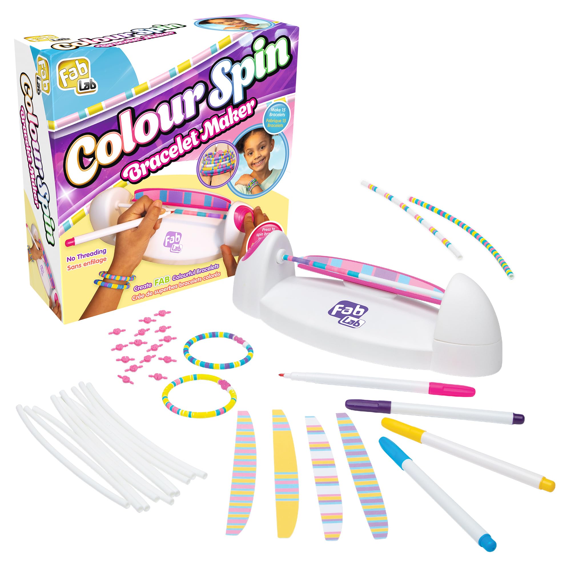 Goliath - FABLAB - Colour Spin Bracelet Maker, Doe-Het-Zelf-Kit voor Kinderen vanaf 6 jaar - Snelle en Makkelijke Creatieve Activiteit - Verjaardagscadeau Idee