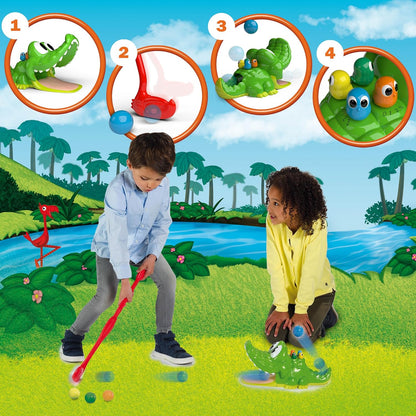 Goliath - KROKO GOLF, Minigolfspel voor kinderen vanaf 4 jaar, Interactief behendigheidsspel met krokodil, Bevordert Coördinatie en Motoriek, Cadeau-idee voor 2-4 spelers