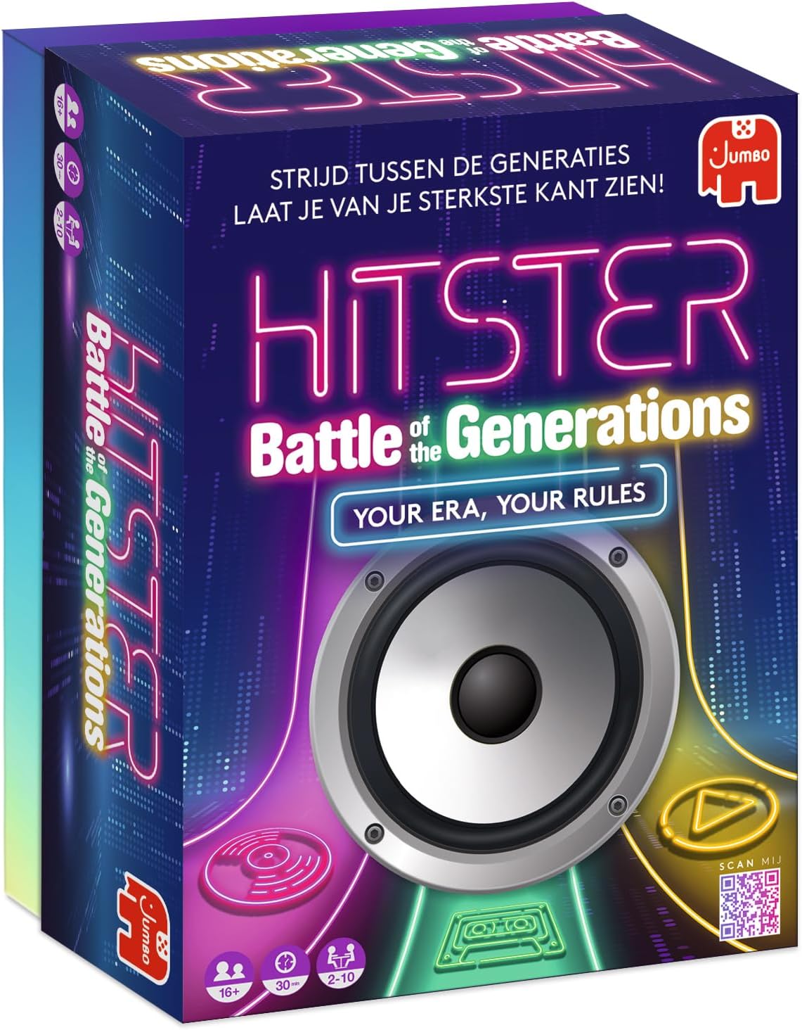 Hitster Battle of the Generations – Musical Party Board Game with 420+ Songs Over the Years, 3 Epochs from Vinyl to Cassette to Streaming – App-Connected Quiz for Adults & Families (EN