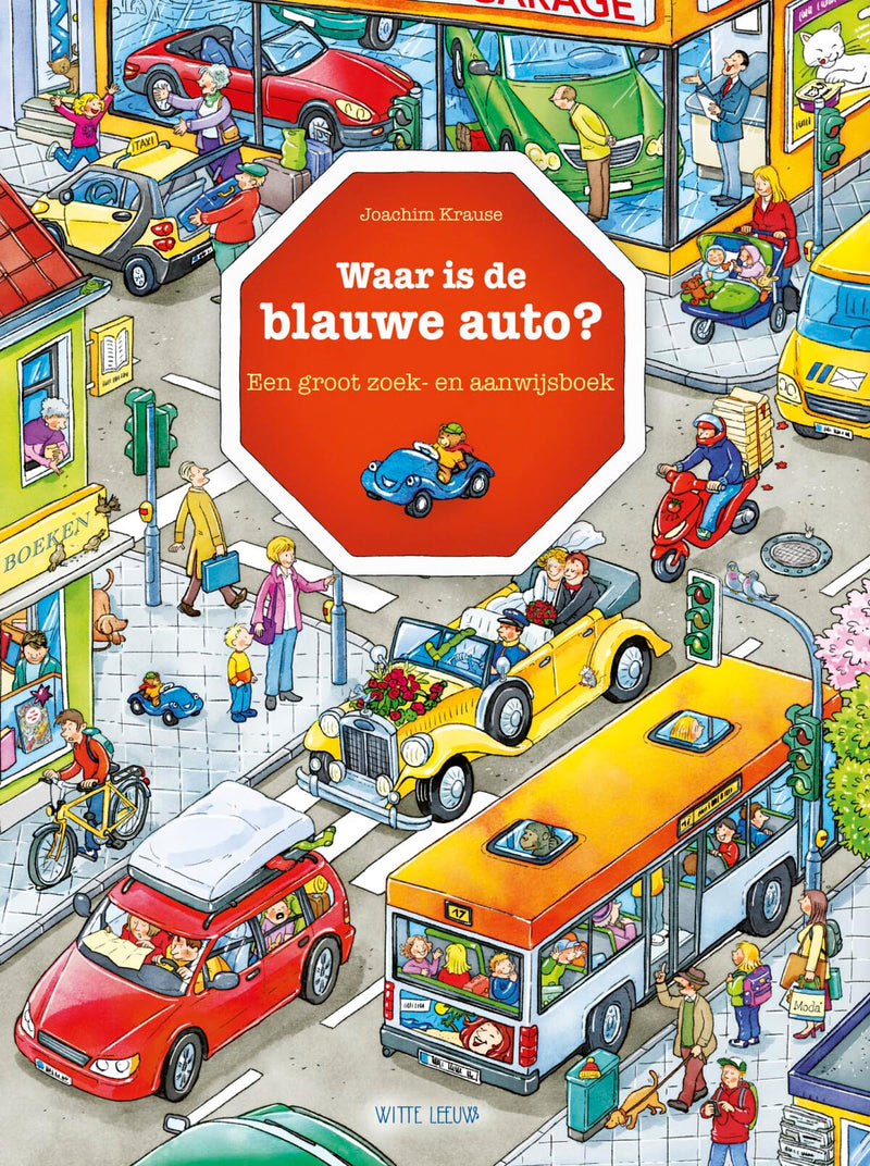Waar is de blauwe auto?: Een groot zoek- en aanwijsboek