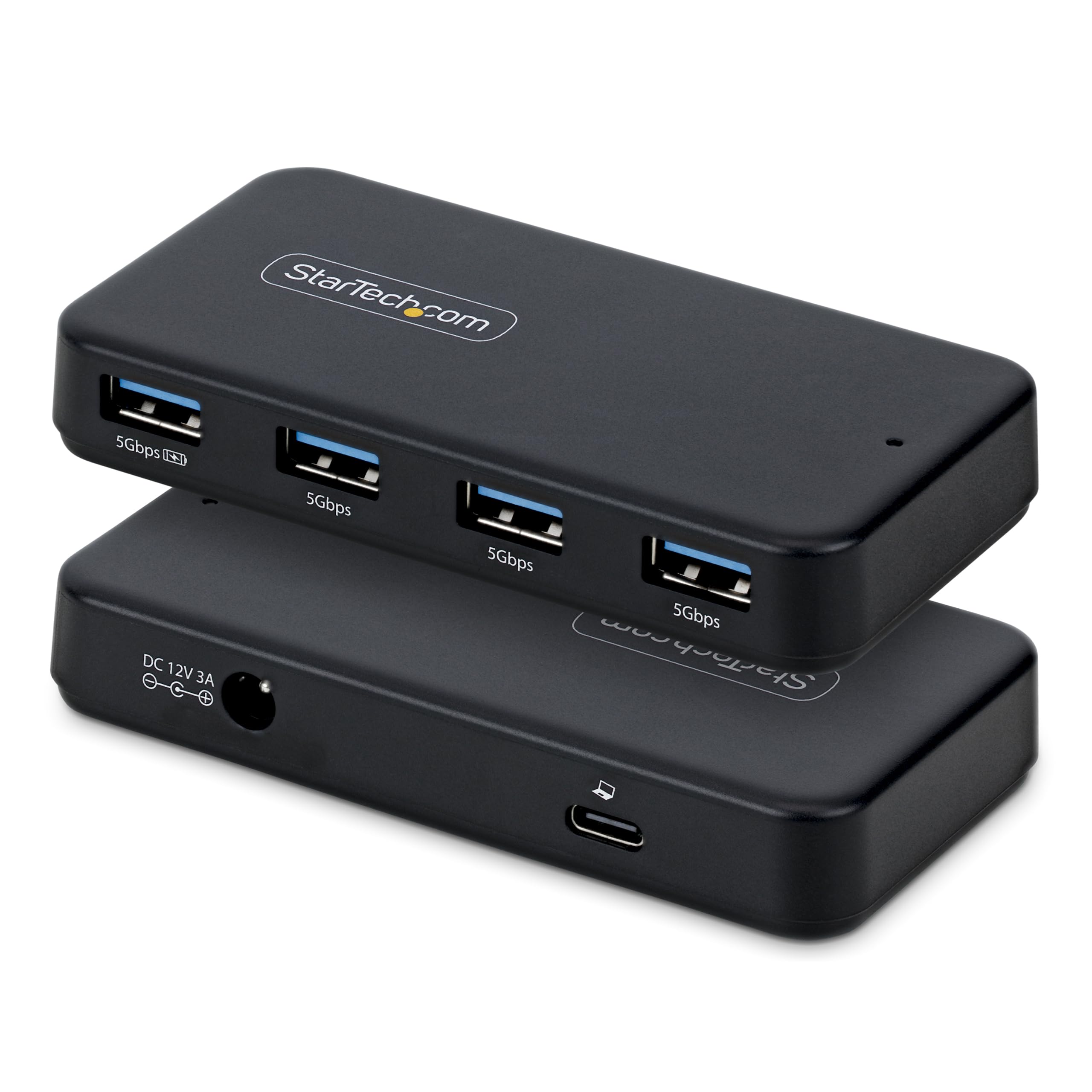 StarTech 4-Port USB-A Hub, 5Gbps, Self-Powered, 2-in-1 USB-C and USB-A Host Cable, 1x BC 1.2 Charging Port, 24W Power Adapter Included, MacBook and Windows