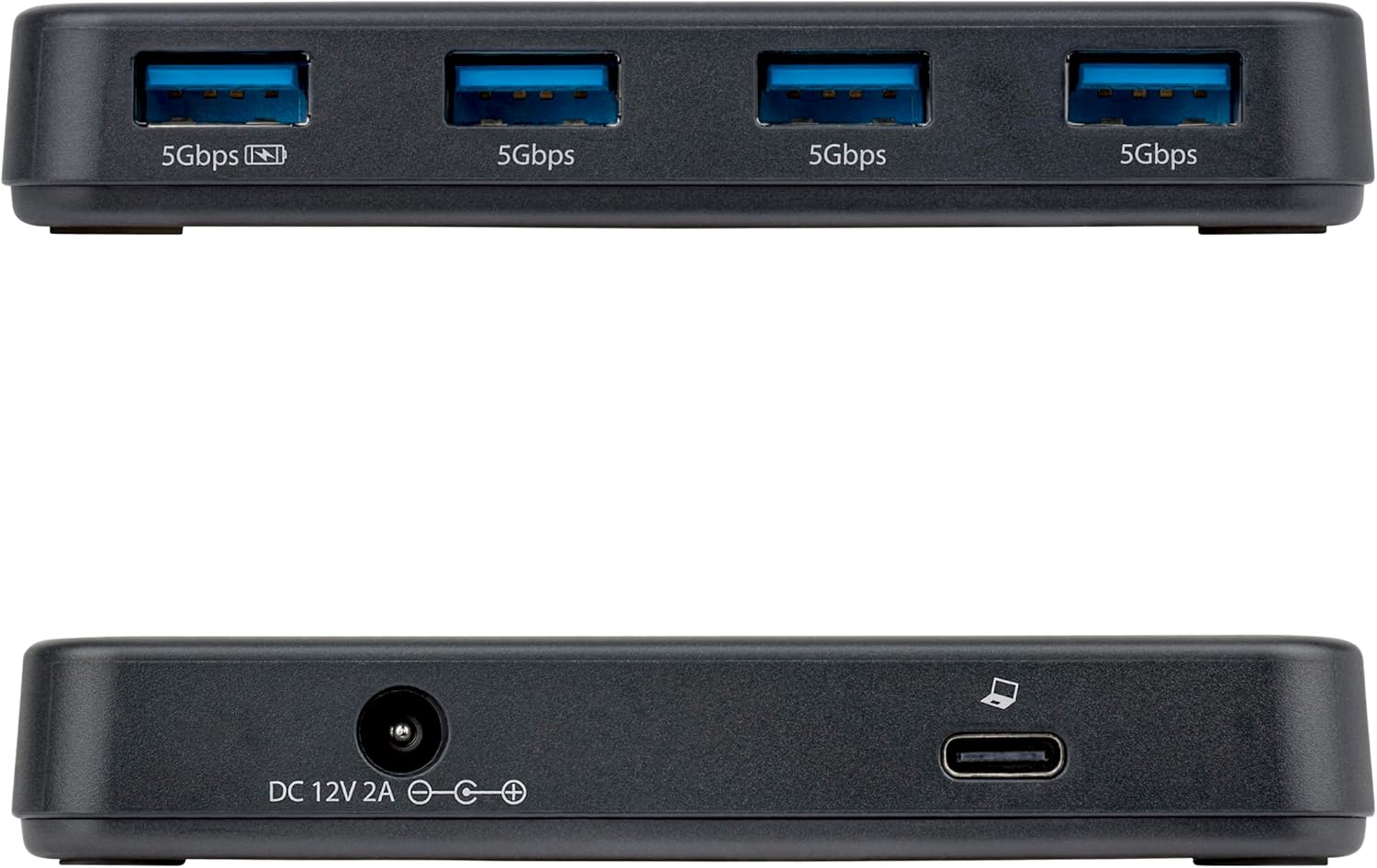 StarTech 4-Port USB-A Hub, 5Gbps, Self-Powered, 2-in-1 USB-C and USB-A Host Cable, 1x BC 1.2 Charging Port, 24W Power Adapter Included, MacBook and Windows