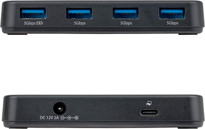 StarTech 4-Port USB-A Hub, 5Gbps, Self-Powered, 2-in-1 USB-C and USB-A Host Cable, 1x BC 1.2 Charging Port, 24W Power Adapter Included, MacBook and Windows